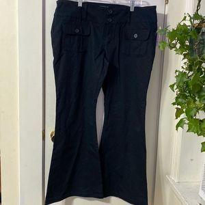 Wild Fable Sz 14 Flared Navy Pants with buckles on front and two button closure